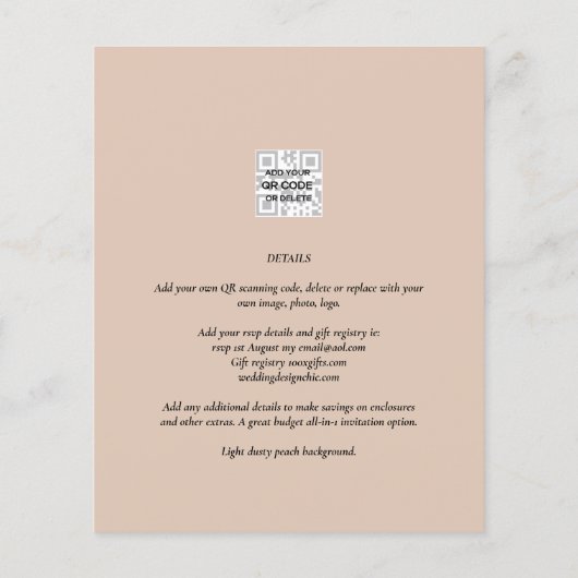 BUDGET FOTO WEDDING QR SCANNING CODE INVITATIONS FLYER (Achterkant)