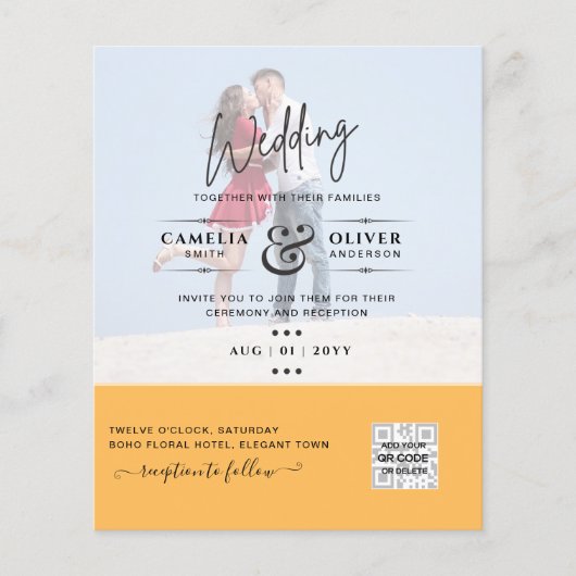 BUDGET FOTO WEDDING QR SCANNING CODE INVITATIONS FLYER (Voorkant)