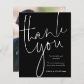 Budget Foto White Script Black Weddenschap Bedankt (Voorkant / Achterkant)