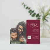 BUDGET Fotobruiloft Uitnodiging Opslagdatum QR-cod (Staand voorkant)