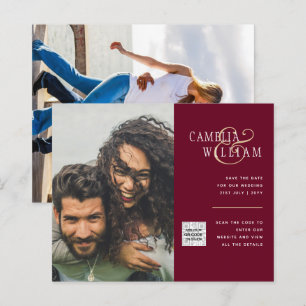 BUDGET Fotobruiloft Uitnodiging Opslagdatum QR-cod