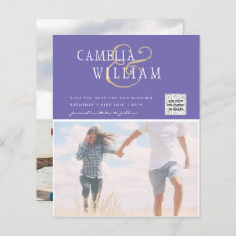 BUDGET Fotobruiloft Uitnodiging Opslagdatum QR-cod