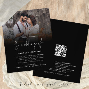 Budget Fotoscript QR Code Bruiloft Zwart Uitnodige
