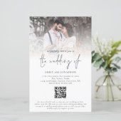 Budget Fotoscript QR Code Weduwen Uitnodiging (Staand voorkant)