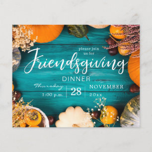 Budget Friendsgiving-avondmaal blauw pompoen Flyer