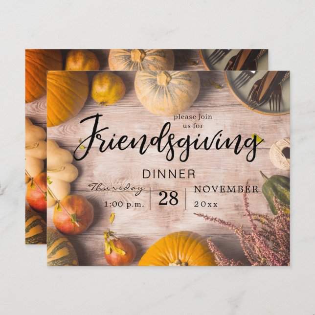 Budget Friendsgiving Dinner Feast Pumpkin (Voorkant / Achterkant)