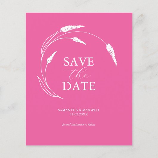 Budget fuchsia bruiloft Save the date Flyer (Voorkant)