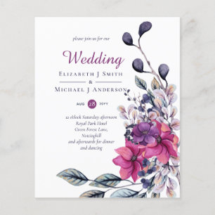 BUDGET Fuchsia Paars Roze Trouw Uitnodigingen Flyer