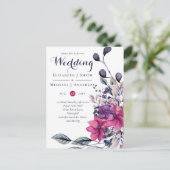 BUDGET Fuchsia Paarse roze bruiloft nodigt uit Briefkaart (Staand voorkant)