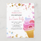 Budget Fun Ice crème, Birthday-uitnodiging (Voorkant)