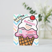 Budget Fun Ice crème, Birthday-uitnodiging (Staand voorkant)