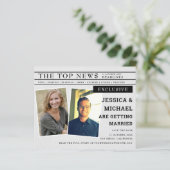 Budget Fun Newspapier Headline Photo Save the Date (Staand voorkant)