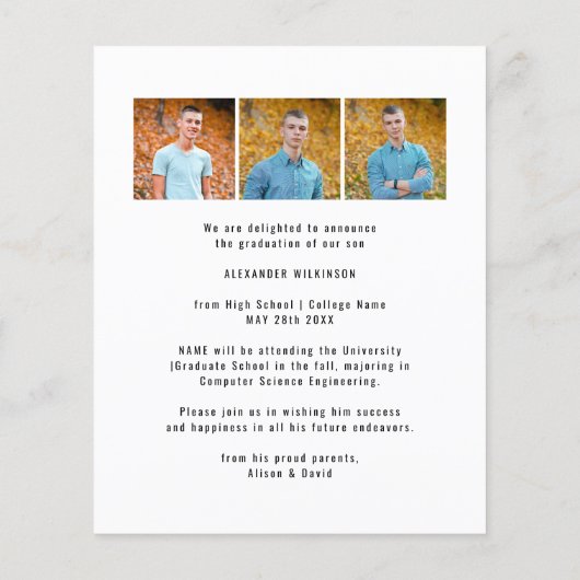 BUDGET Fun Script Photo Afstuderen BBQ Uitnodiging (Achterkant)