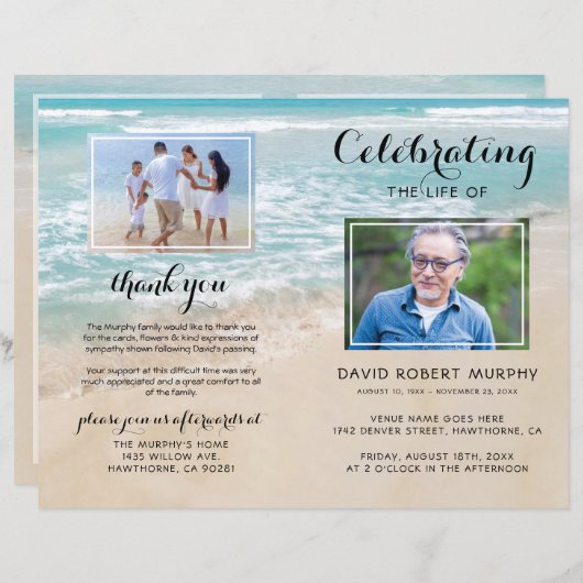 Budget Funérailles Océan Memorial Programme (Devant / Derrière)