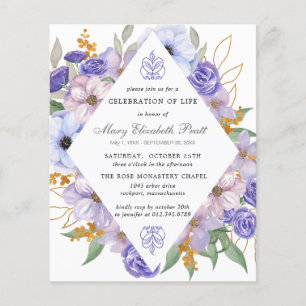 Budget Funeral Invitation Paars Floral