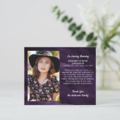 Budget Funeral Memorial Foto: Dank u Paars (Staand voorkant)