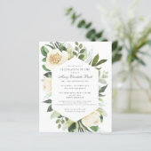 Budget Funeral Memorial White Floral Invitation (Staand voorkant)