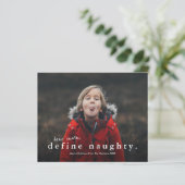 Budget Funny Naughty 3 Foto Kerstmis Kaart (Staand voorkant)