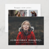 Budget Funny Naughty 3 Foto Kerstmis Kaart (Voorkant / Achterkant)