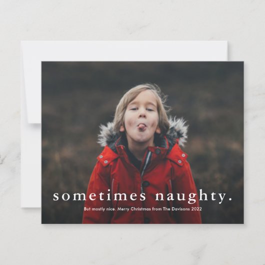 Budget Funny Naughty 3 Foto Kerstmis Kaart (Voorkant)
