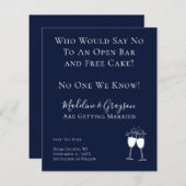 BUDGET Funny Open Bar Free Cake Save the Date (Voorkant / Achterkant)