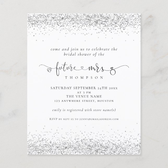 Budget Future Mrs Silver Glitter Vrijgezellenfeest (Voorkant)