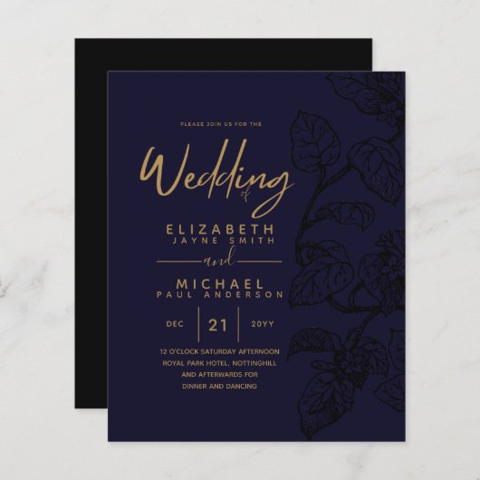 BUDGET  Garden Leaf Classic Wedding Invites (Voorkant / Achterkant)