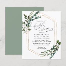 Budget Geometric Greenery Bridal Shower Uitnodigin
