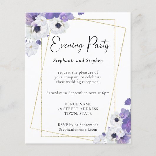 Budget Geometric Periwinkle Wedding Party Invite (Voorkant)