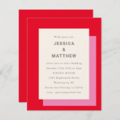 Budget Geometrische Bold Pink Red Wedding Uitnodig (Voorkant / Achterkant)