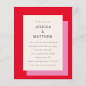 Budget Geometrische Bold Pink Red Wedding Uitnodig (Voorkant)