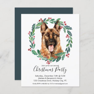 Budget German Shepherd Dog Kerstparty Invite