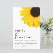 Budget Giant Sunflower Typography Wedding Invite (Staand voorkant)
