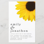 Budget Giant Sunflower Typography Wedding Invite (Voorkant)