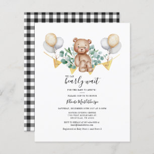 Budget Gingham Baby shower Eucalyptus Uitnodiging