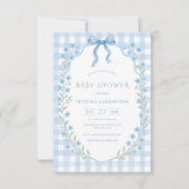 Budget Gingham Floral  Baby shower Kaart (Voorkant)