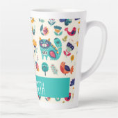 Budget  Girly Cats Folk Art Style ADD NAME Latte Mok (Rechts)