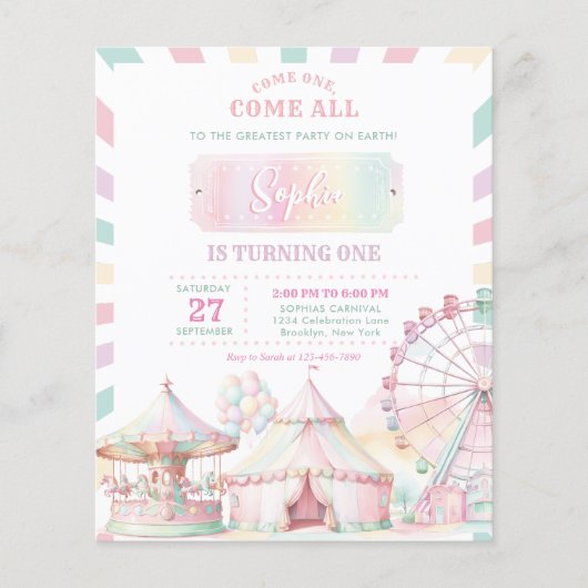 BUDGET Girly Pastel Kleur Carnaval Circus Verjaard (Voorkant)
