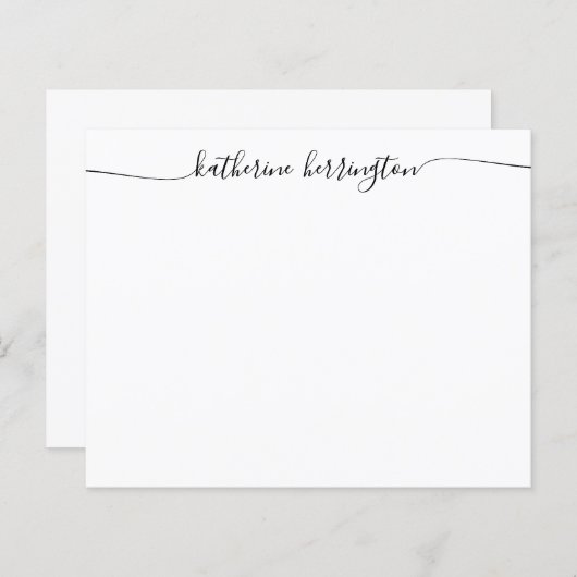 Budget Girly Script Name Calligraphy Note Card (Voorkant / Achterkant)