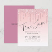 Budget  Girly Wedding Glitter Pink Invite (Voorkant / Achterkant)