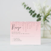 Budget  Girly Wedding RSVP Glitter Pink Briefkaart (Staand voorkant)