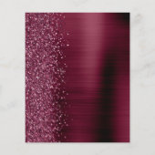 Budget Glam Burgundy Glitter Script Trouwmenu (Achterkant)