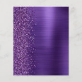 Budget Glam Paarse Glitter Script Trouwmenu (Achterkant)