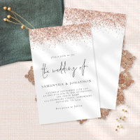 Budget Glam Roos Gold Glitter Wedding White Uitnod