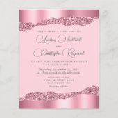 Budget Glam Roze Folie Glitter Bruiloftsinvatie (Voorkant)