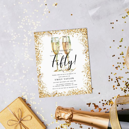 Budget Glitter 50e Verjaardagsfeest Uitnodiging Flyer