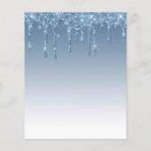 Budget Glitter Drip Blue Birthday Party Invitation (Achterkant)