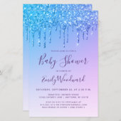 Budget Glitter Drip Rainbow Baby shower Invite (Voorkant / Achterkant)