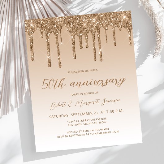 Budget Glitter Goud 50ste Verjaardag Script