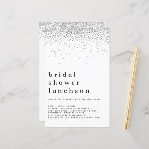 Budget Glitter Silver Vrijgezellenfeest Lunch Invi